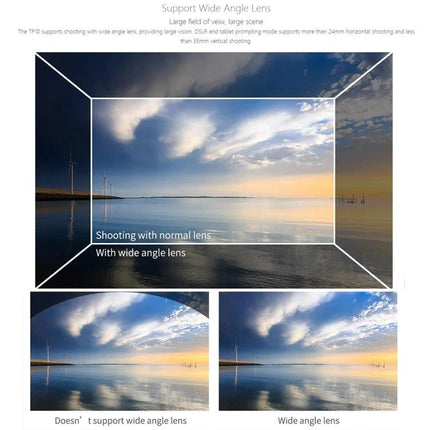 Feelworld 10-Inch Folding Teleprompter for Smartphone Video showing wide angle vs normal lens framing comparison