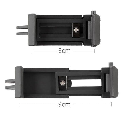 Phone Clamp for Hands-Free Daily Selfies and Videos - adjustable nylon plastic phone holder 6cm to 9cm for selfie stick or tripod