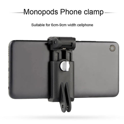 Phone Clamp for Hands-Free Daily Selfies and Videos attached to phone on a monopod for steady vlogging and hiking shots
