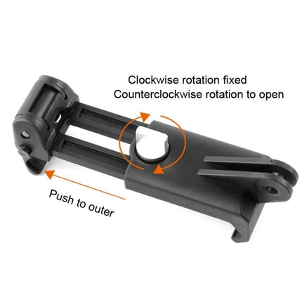 Phone Clamp for Hands-Free Daily Selfies and Videos - black nylon plastic adjustable phone holder with rotation lock and push-to-open mechanism
