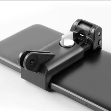 Phone Clamp for Hands-Free Daily Selfies and Videos - nylon plastic phone clamp mounted on tablet for steady selfies and video recording