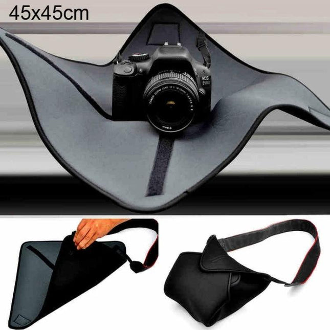 Neoprene Protective Wrap for Camera Lenses, 45x45cm Size - soft elastic neoprene wrap for protecting DSLR lenses during travel and lens changes
