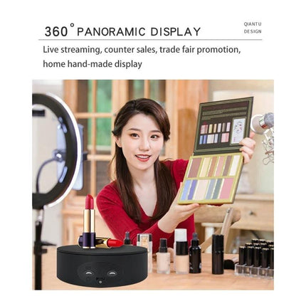 Xiaoai 13cm Electric Rotating Turntable for Product Displays showing makeup palette and cosmetics for live streaming