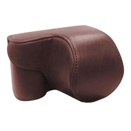 Protective PU Leather Camera Case for Sony ZV-E10 Model in brown, durable PU leather cover protecting camera from dust and scratches