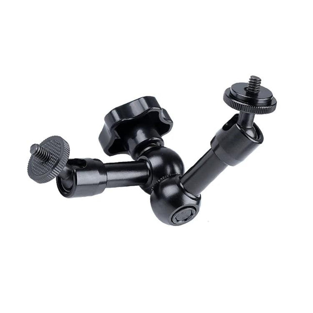 7-Inch Adjustable Magic Arm with Claw Clips for Camera Mounting — black adjustable arm with dual screw mounts for LED lights monitors and accessories