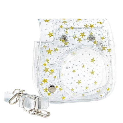 Stars Crystal Protective Case for Fujifilm Instax Mini 11 with Strap transparent PVC star print camera case protecting from dust and scratches