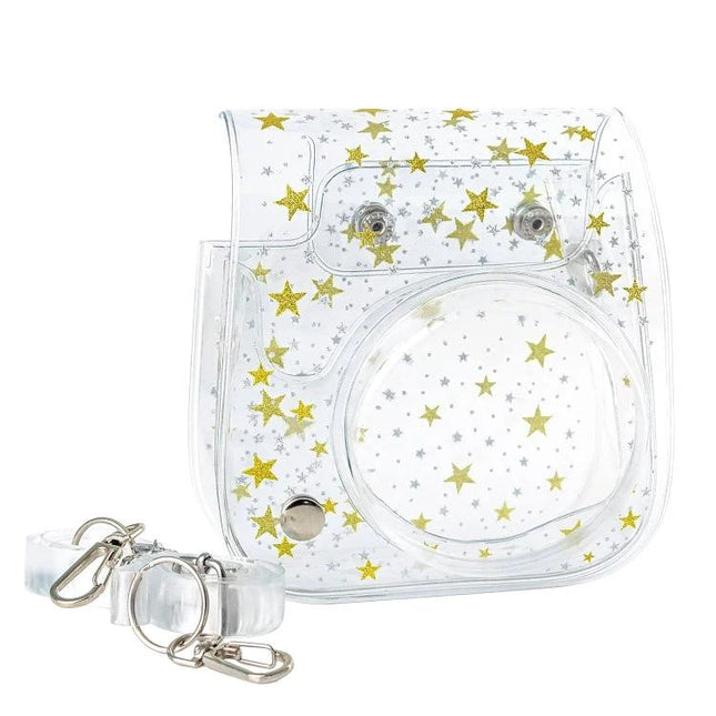 Stars Crystal Protective Case for Fujifilm Instax Mini 11 with Strap transparent PVC star print camera case protecting from dust and scratches