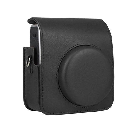Retro PU Leather Camera Case with Strap for FUJIFILM Instax Mini 40 - black protective PU leather case with strap for instant camera