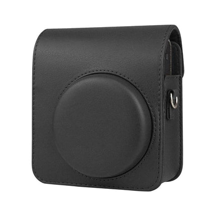 Retro PU Leather Camera Case with Strap for FUJIFILM Instax Mini 40 - black compact protective PU leather camera bag with strap