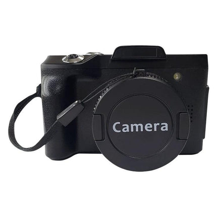 Compact Flip-Screen Selfie Camera for Everyday Photos and Videos - black compact camera with flip screen and wrist strap