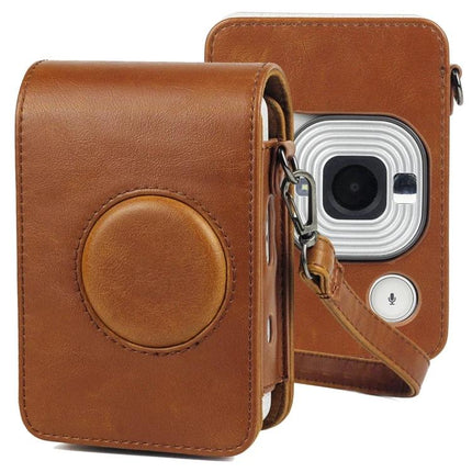 Retro PU Leather Camera Case with Adjustable Strap for Fujifilm Instax Mini Liplay in brown PU leather with adjustable strap and soft lining