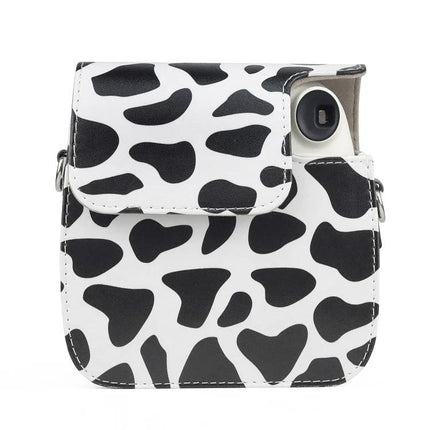 Milk Cow Full Body PU Leather Case for FUJIFILM Instax Mini 7+ – cow print protective PU leather camera case for travel and everyday use