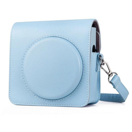 Protective PU Leather Case with Strap for Fujifilm Instax Square SQ1 in light blue, compact dust- and scratch-resistant camera cover with adjustable strap