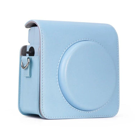 Protective PU Leather Case with Strap for Fujifilm Instax Square SQ1 in light blue, durable compact camera cover with adjustable strap