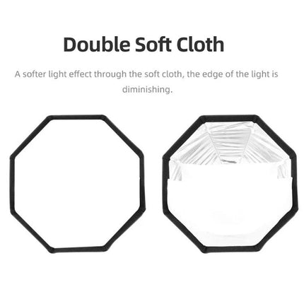 Triopo 55cm Octagon Parabolic Softbox for Photography Lighting showing octagonal frame and double soft cloth diffuser for even portrait and product lighting