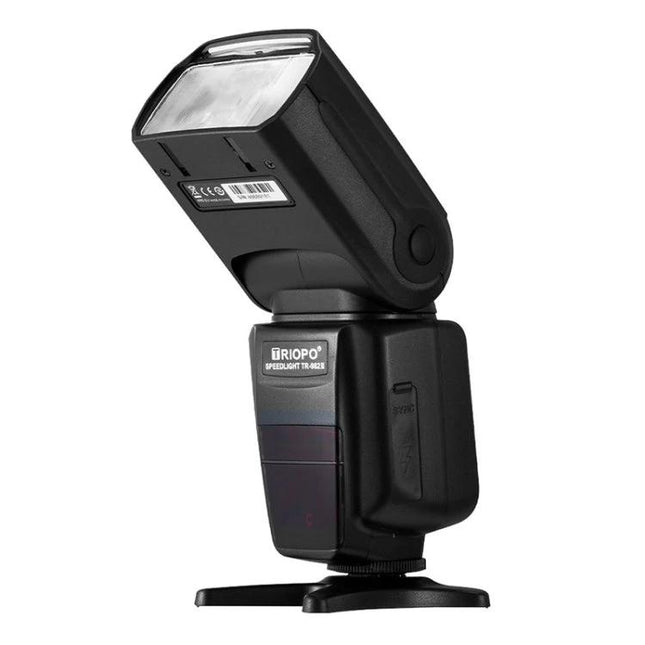 Triopo Speedlite Flash for Canon Camera Photography Use - black external flash with tilting head and foot mount