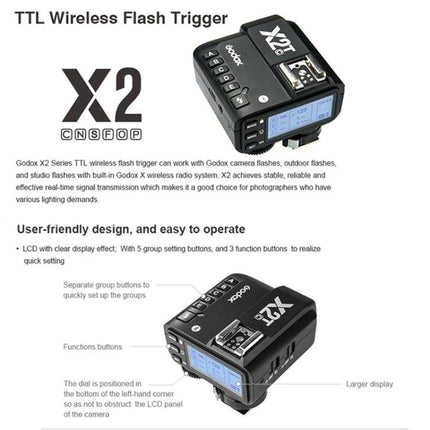 Godox X2T-C Bluetooth Wireless Flash Trigger for Canon Cameras wireless TTL trigger with LCD and control buttons