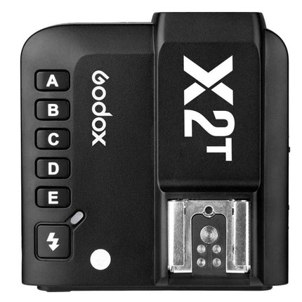 Godox Wireless Flash Trigger for Pentax Photography - Godox X2T-P top view with hotshoe and control buttons
