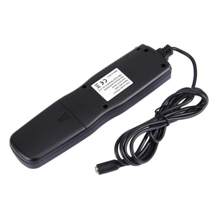 Shutter Release Remote with Interval Timer for Canon Cameras black handheld remote with cable for long exposure and time-lapse photography