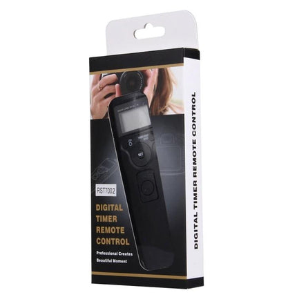 Shutter Release Remote with Interval Timer for Canon Cameras - black digital timer remote in retail packaging for long exposure and time-lapse photography