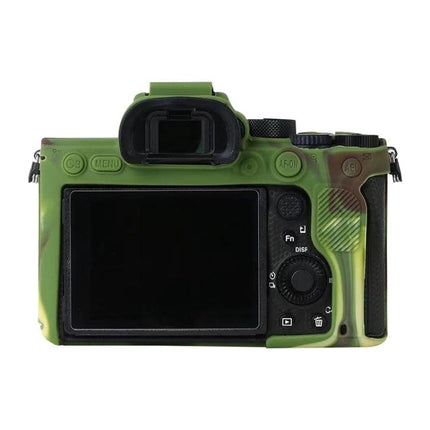 Durable Soft Silicone Protective Case for Sony A7R4 Camera — green camo soft silicone protective cover for rear controls and LCD