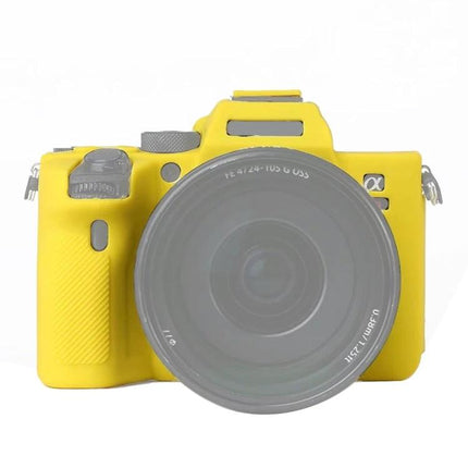 Durable Soft Silicone Protective Case for Sony A7R4 Camera — bright yellow soft silicone cover protecting camera body while allowing full access to controls