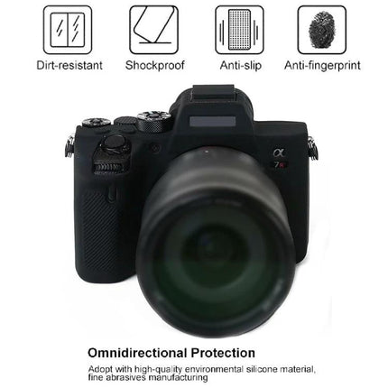 Durable Soft Silicone Protective Case for Sony A7R4 Camera — black stretchable shockproof anti-slip cover for travel photography