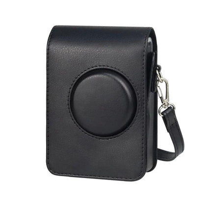Vertical PU Leather Protective Case with Strap for Fujifilm Instax Mini Evo - black vertical camera case with detachable strap
