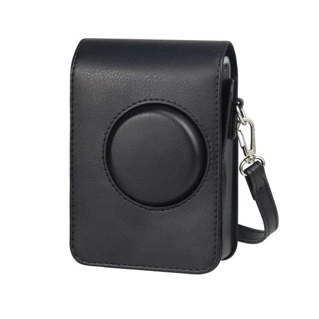 Vertical PU Leather Protective Case with Strap for Fujifilm Instax Mini Evo - black vertical camera case with detachable strap