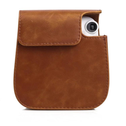 Retro Full Body Leather Case with Strap for Instax Mini 11 in brown vintage-style full-body protective camera pouch