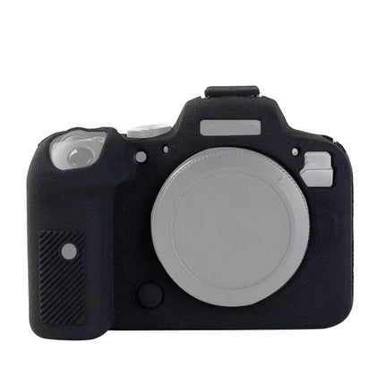 Soft Silicone Litchi Texture Case for Canon EOS R6 Camera in black showing textured grip, body coverage and easy access to controls