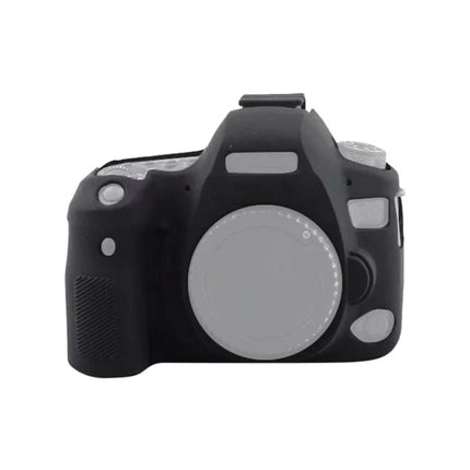 Soft Silicone Protective Case for Canon EOS 6D Mark II on black DSLR showing full front body coverage, easy access to buttons and ports