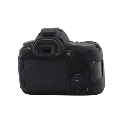 Soft Silicone Protective Case for Canon EOS 6D Mark II shown on camera rear view protecting body, buttons and LCD from scratches and minor impacts