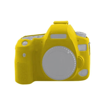 Soft Silicone Protective Case for Canon EOS 6D Mark II in bright yellow silicone, camera-shaped protective cover shielding body and buttons