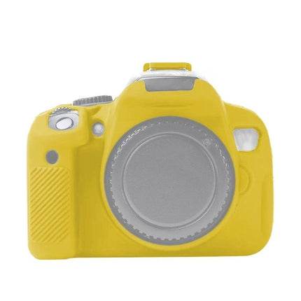 Soft Silicone Protective Case for Canon DSLR Cameras in bright yellow, stretchable soft silicone cover protecting camera body for outdoor and travel use