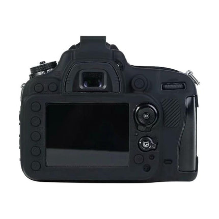 Soft Silicone Protective Case for Nikon D600 and D610 Cameras - black silicone camera body cover protecting rear controls and LCD