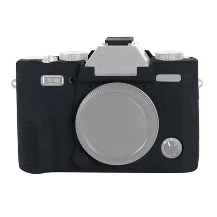 Soft Silicone Protective Case for Fujifilm X-T30 Camera front view showing full access to controls and lens cover, black silicone protective cover