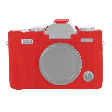 Soft Silicone Protective Case for Fujifilm X-T30 Camera in red showing full access to controls and front lens cover