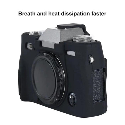 Soft Silicone Protective Case for Fujifilm X-T30 Camera showing black silicone cover with cutouts for controls and lens access