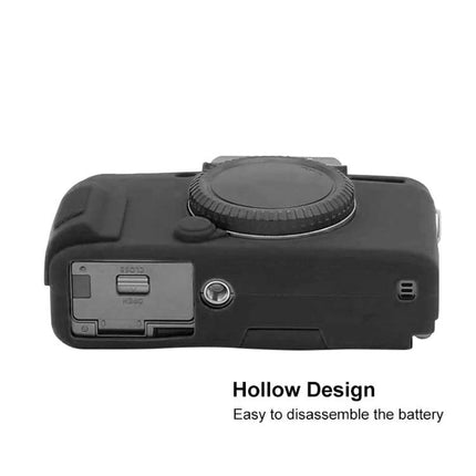 Soft Silicone Protective Case for Fujifilm X-T30 Camera - black silicone cover showing hollow design for easy battery access