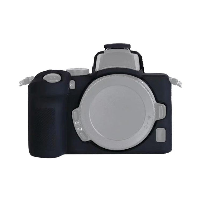 Soft Silicone Protective Case for Nikon Z50 Daily Use — black silicone camera body cover protecting controls and lens mount