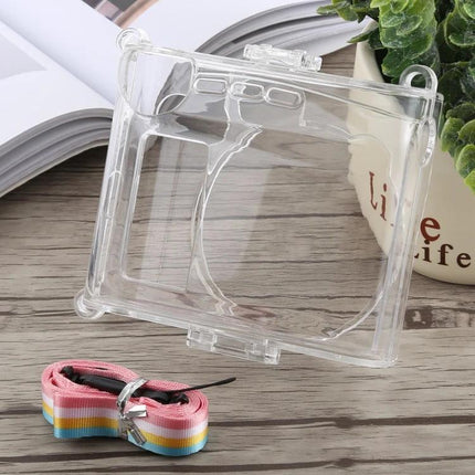 Protective Crystal Shell Case with Strap for FUJIFILM Instax Mini 90 clear protective case with detachable rainbow strap