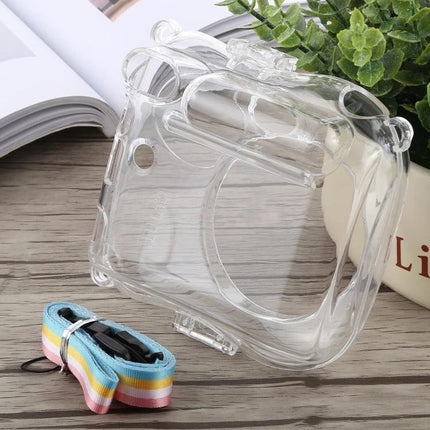 Crystal Protective Case with Strap for Fujifilm Instax Mini 25 clear protective shell with rainbow strap, dust and scratch resistant