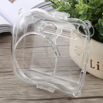 Crystal Protective Case with Strap for Fujifilm Instax Mini 25 clear protective camera cover showing full visibility, strap loops and shutter access