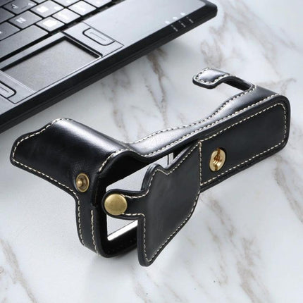 PU Leather Half Case with 1/4 Inch Thread for Fujifilm X-T3 in black PU leather with stitched detailing and tripod screw
