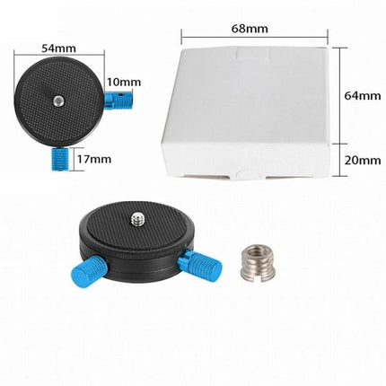 BEXIN Quick Release Head for Camera Tripods with 360-Degree Rotation compact round quick-release plate with blue knobs and adapter