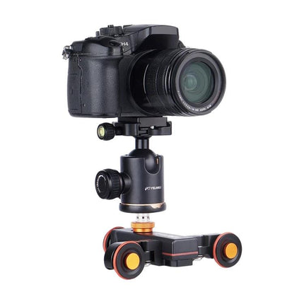 YELANGU Electric Camera Dolly for Video and Photo Recording mounted with DSLR camera on compact motorized track for smooth shots