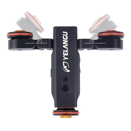 YELANGU Electric Camera Dolly for Video and Photo Recording compact motorized dolly shown from above with adjustable wheels