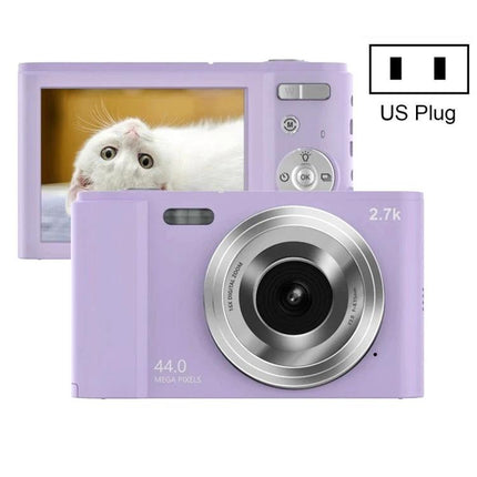 Easy-to-Use Digital Camera for Kids' Everyday Photography - Compact lavender kids camera with simple controls and cat photo on screen