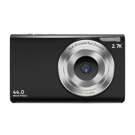 Compact and User-Friendly Digital Camera for Kids’ Photography in black with 44MP sensor and 1080P video, easy controls for children and family outings